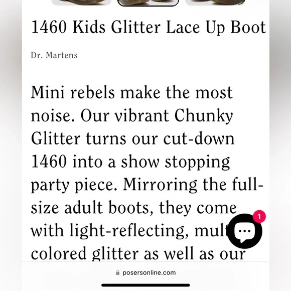 Dr. Martens big kids 5 1460 Farrah Chunky Glitter Ankle Boots - Picture 7 of 8